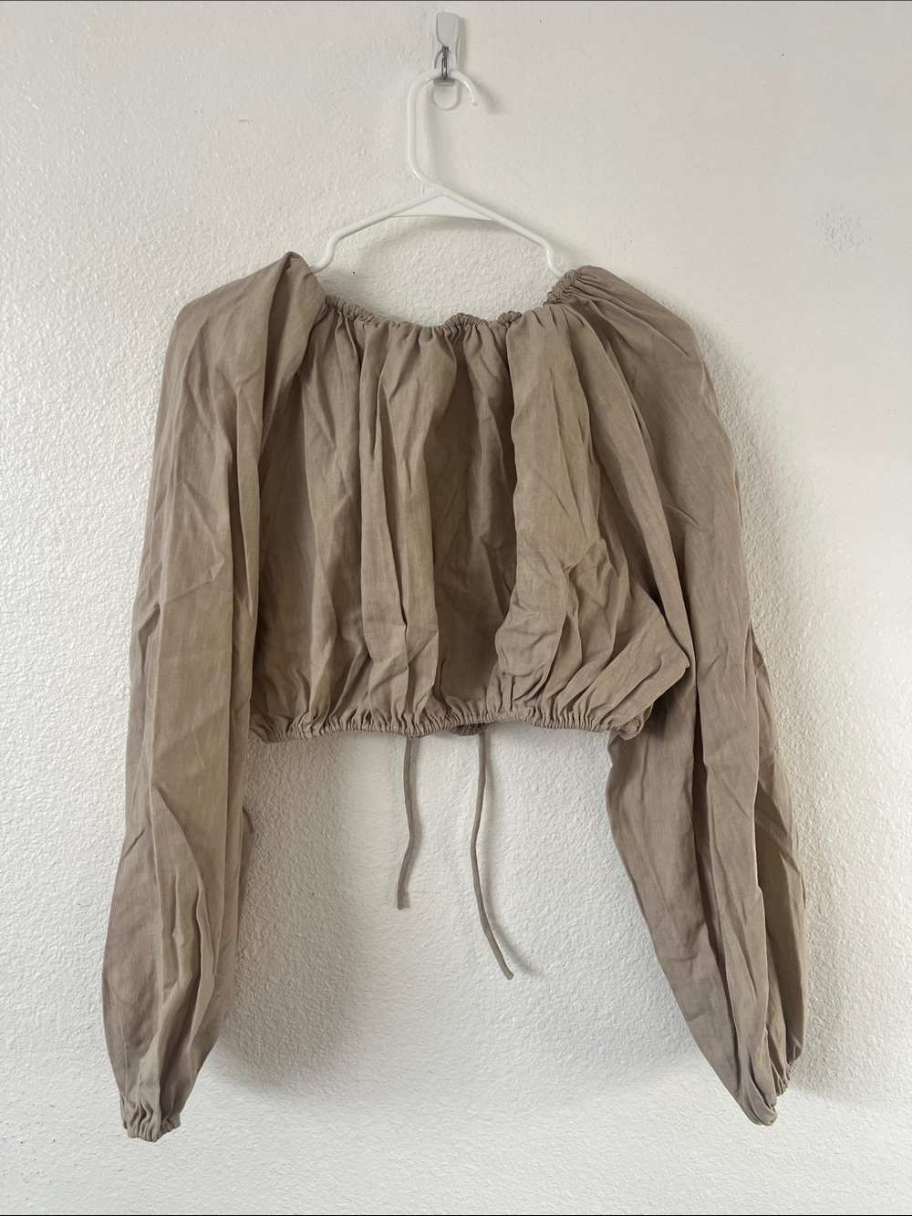 Matteau Linen Voluminous Cropped Color NATURAL CREAM Size 4 NWT